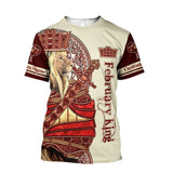 Custom Name February King Lion 3D All Over Printed Unisex Shirts