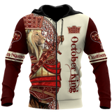 Custom Name October King Lion  3D All Over Printed Unisex Shirts