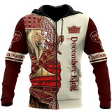 Custom Name December King Lion  3D All Over Printed Unisex Shirts