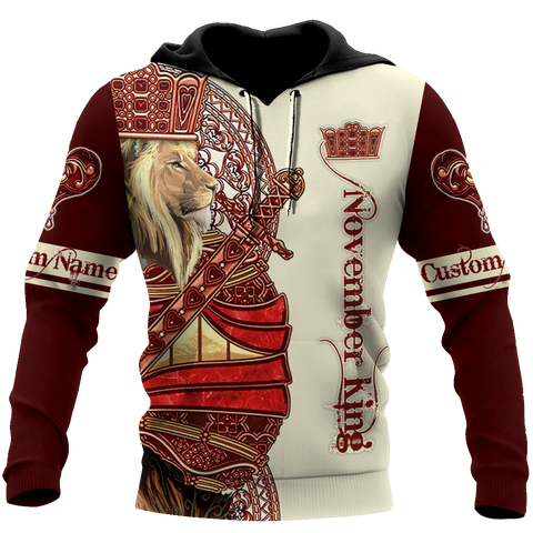 Custom Name November King Lion 3D  All Over Printed Unisex Shirts