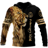 Custom Name February King Lion  3D All Over Printed  Unisex Shirt