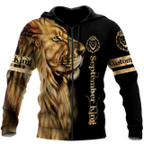 Custom Name September King Lion  3D All Over Printed Unisex Shirts
