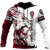 Custom Name The Red Alpha King Lion Tattoo 3D All Over Printed Unisex Shirt