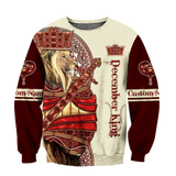 Custom Name December King Lion  3D All Over Printed Unisex Shirts