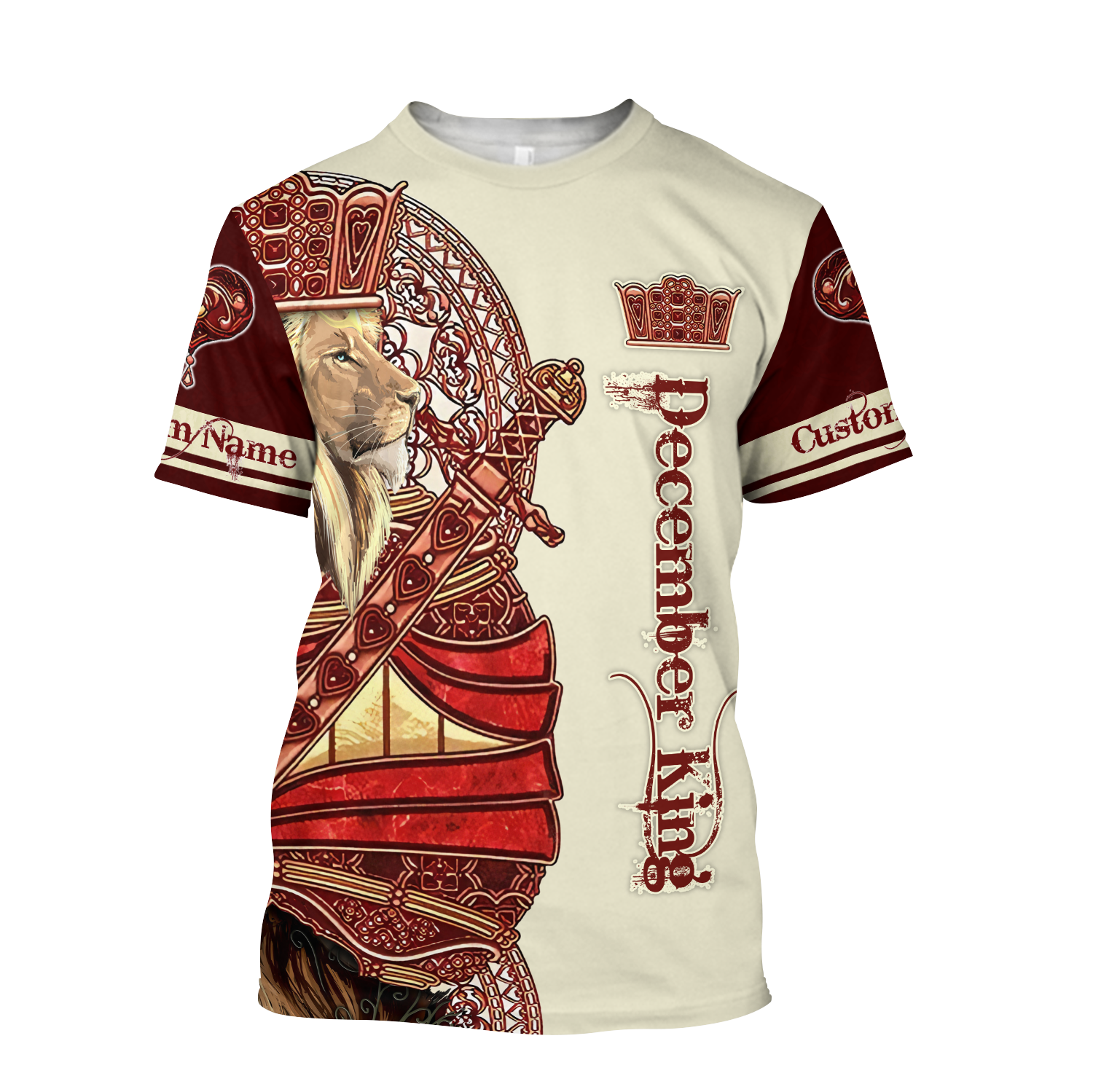 Custom Name December King Lion  3D All Over Printed Unisex Shirts