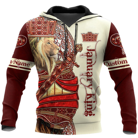 Custom Name January King Lion 3D All Over Printed Unisex Shirts