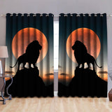Lion in Sunset Window Curtains